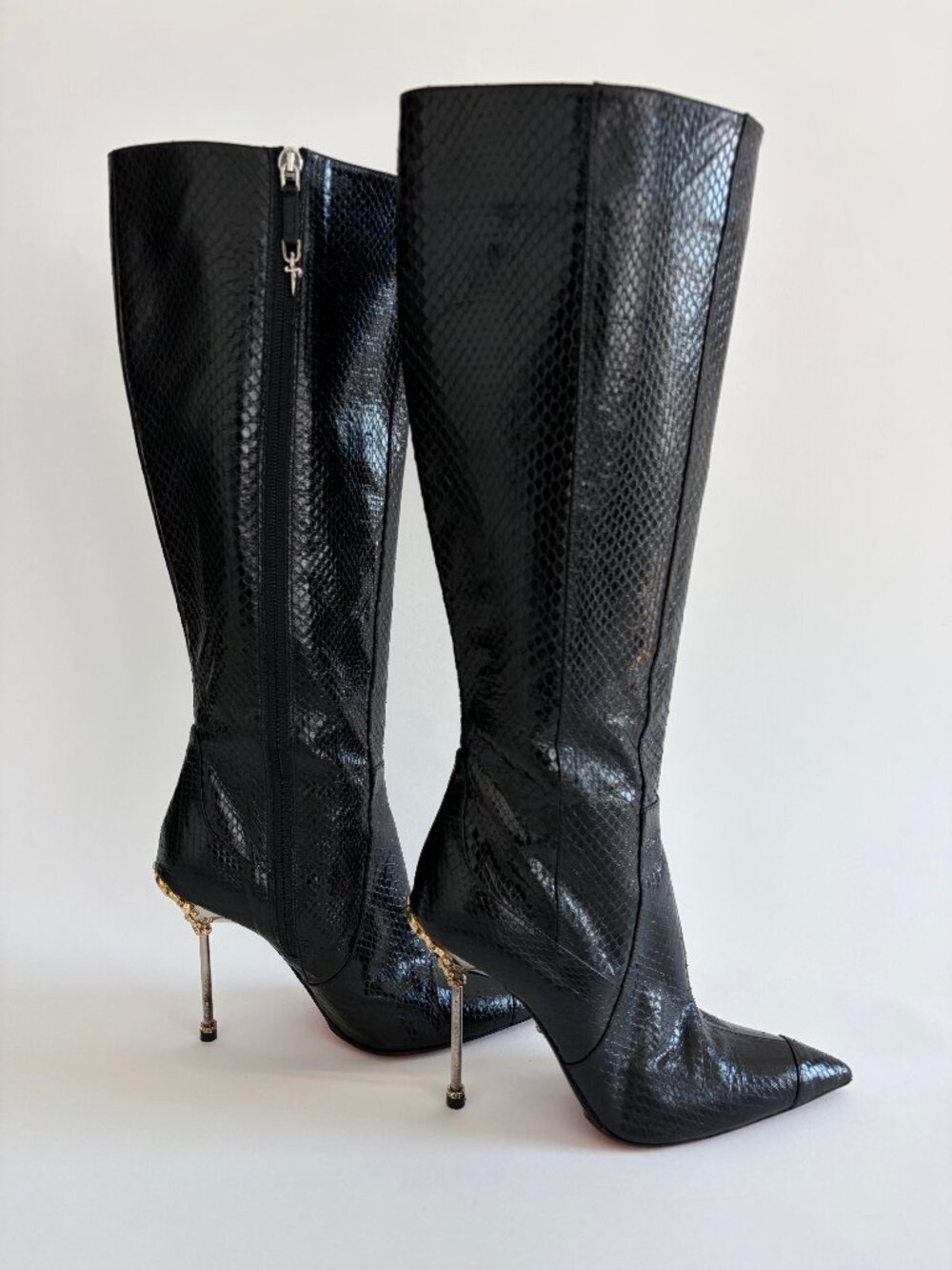 RARE CESARE PACIOTTI PYTHON BLACK HIGH BOOTS